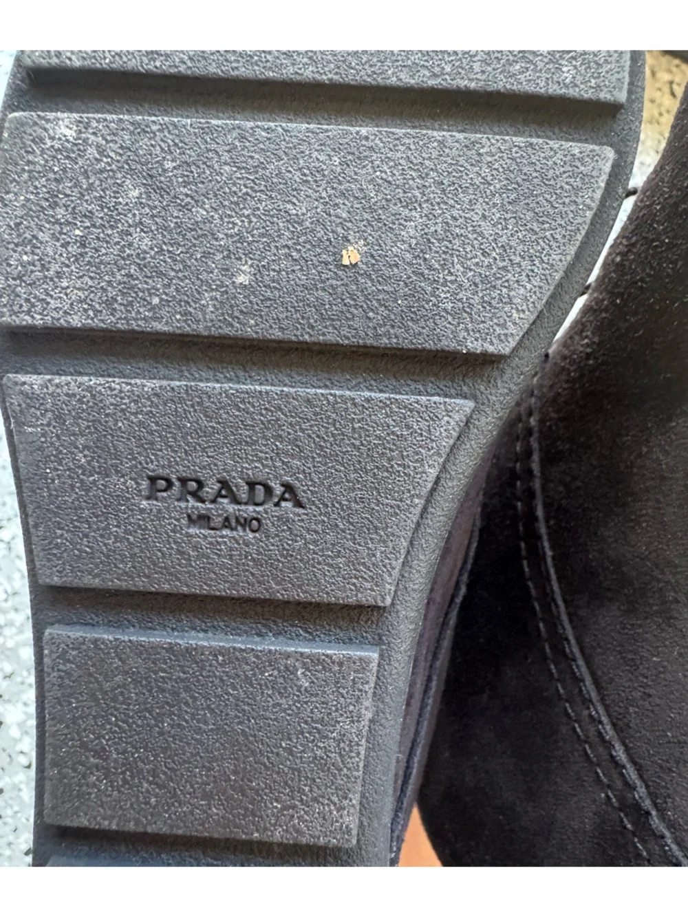 Prada suede black hidden wedge ankle boots women’s 37 pre owned - Picture 10 of 10